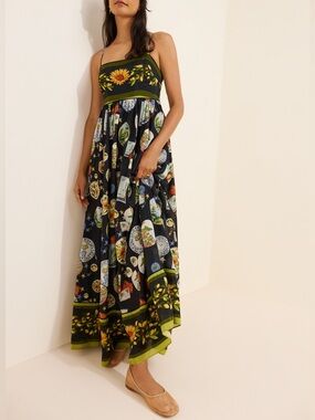 farm rio glam tapestry laces short-sleeve maxi dress Farm Rio Anthropologie Glam Tapestry Laces Short Sleeve Maxi Dress Medium